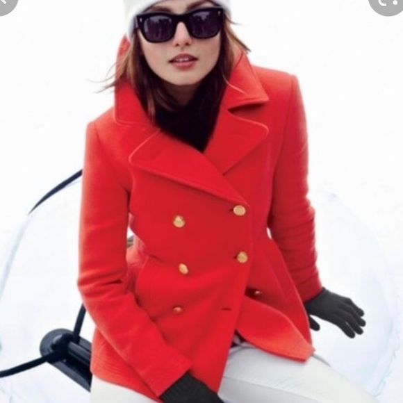 J. Crew Jackets & Blazers - J. Crew Factory Holiday Red Majesty Peacoat Size 2